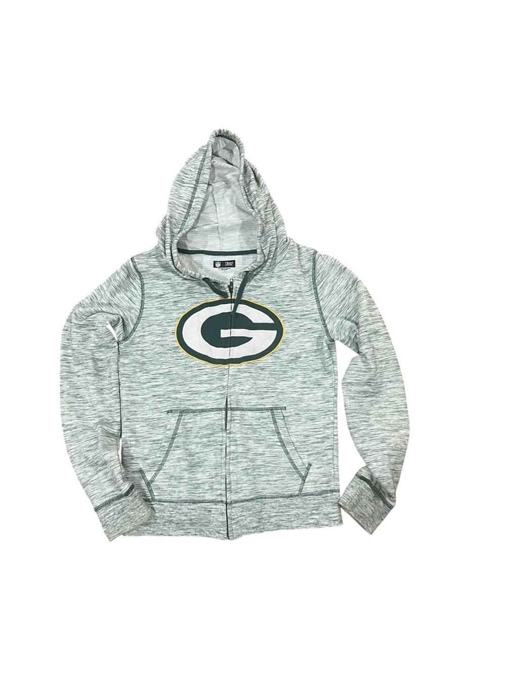 NFL Team Apparel Greenbay Packers Full Zip Gray Hoodie Women Size Small Football